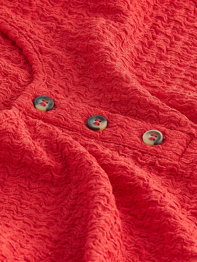 Red Textured Scoop Neck Tank Top - Image 6 of 6