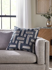 Navy Barlow Cut Velvet Cushion - Image 1 of 4