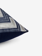 Navy Barlow Cut Velvet Cushion - Image 4 of 4