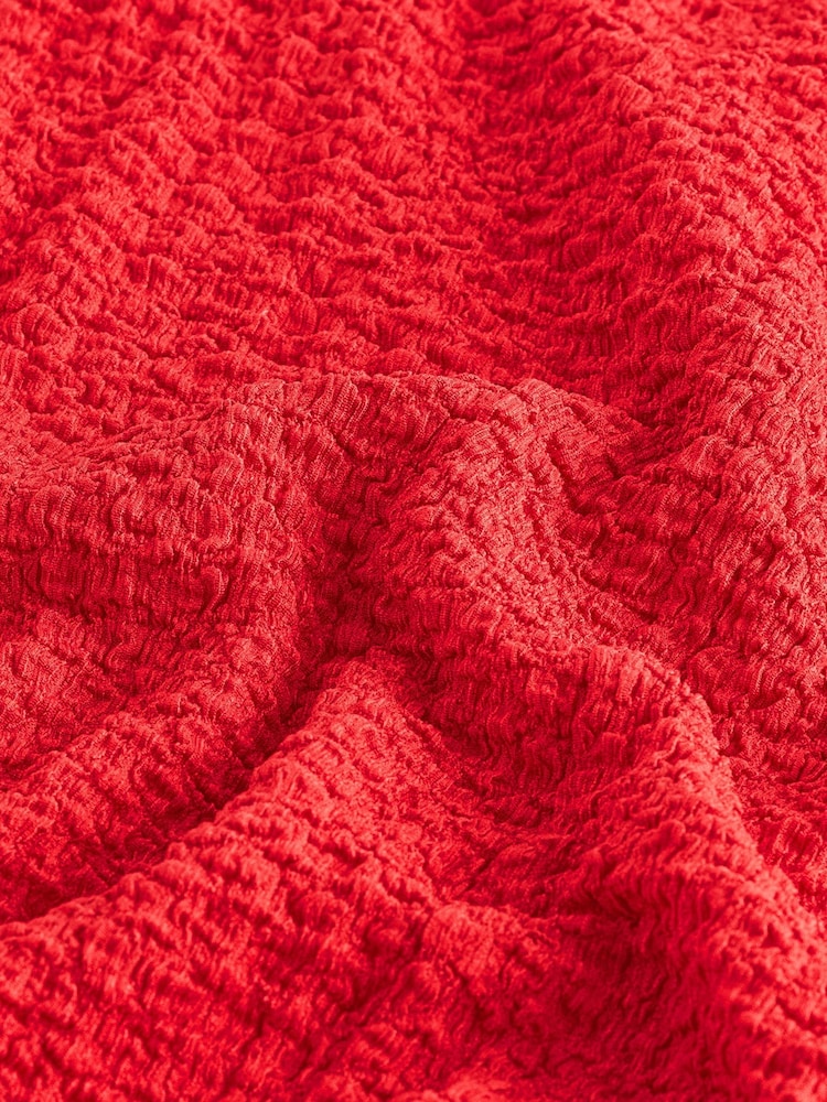 Red Short Sleeve Textured Column Jersey Dress - Image 6 of 6