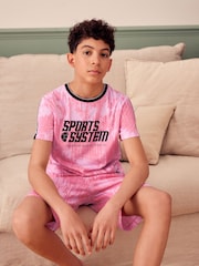 Pink Football Single Short 100% Cotton Pyjamas (4-16yrs) - Image 1 of 8