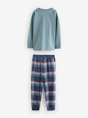 Red/Blue Varsity 2 Pack Long Sleeve Woven Check Pyjamas (3-16yrs) - Image 5 of 7