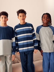 Blau/Marine/Grau - 3er-Pack Langarm-Pyjamas (3–16 Jahre) - Bild 1 von 8