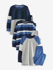 Blau/Marine/Grau - 3er-Pack Langarm-Pyjamas (3–16 Jahre) - Bild 2 von 8