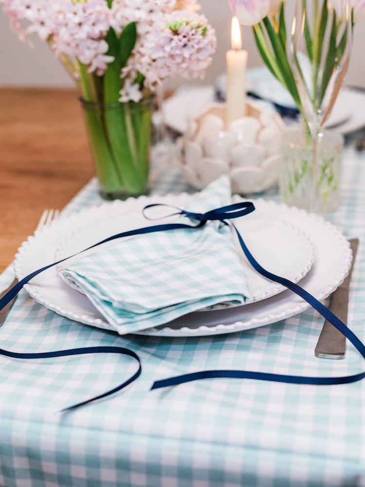 Avalon Home Set of 2 Blue Gingham Napkins - Image 2 of 4