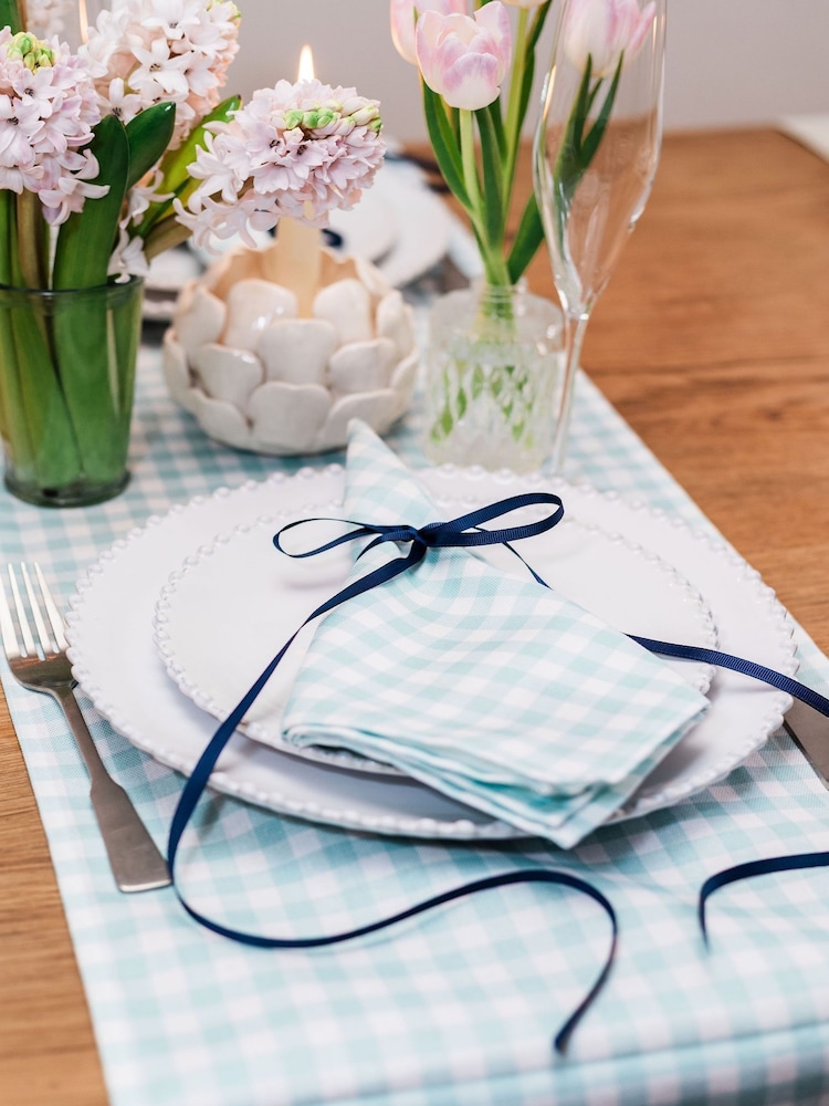 Avalon Home Set of 2 Blue Gingham Napkins - Image 4 of 4