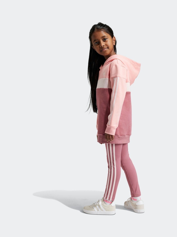 طقم سراويل ضيقة Tiberioمن الفليس بـ3 خطوط بكتل لونية من تشكيلة ملابس الأطفال الرياضية adidas - صورة 2 من 8