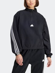 adidas Black Future Icons Fleece 1/4 Zip Top - Image 3 of 7