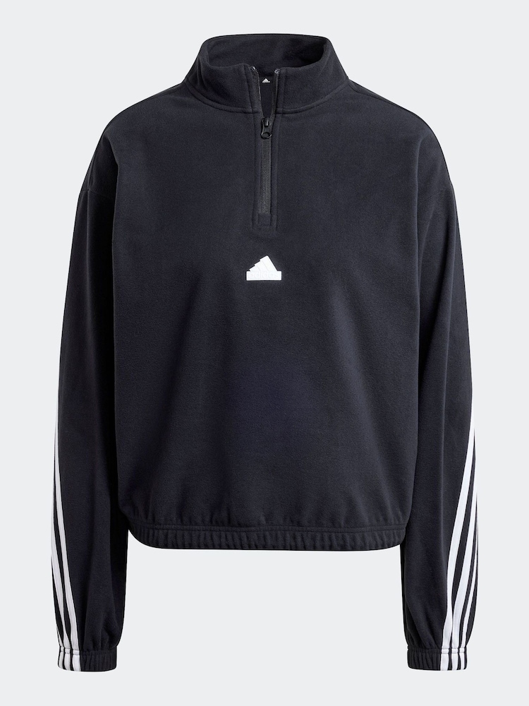 adidas Black Future Icons Fleece 1/4 Zip Top - Image 7 of 7