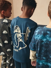 Blue/Grey Tie Dye Mock Sleeve Skateboard Long Sleeve Pyjamas 3 Pack (4-16yrs) - Image 2 of 9
