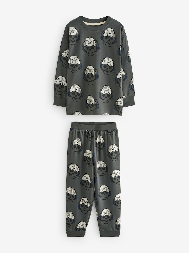 Niebiesko-szara z efektem tie-dye i imitowanymi rękawami - Zestaw 3 piżam z długim rękawem (4–16 lat) - Image 5 of 9