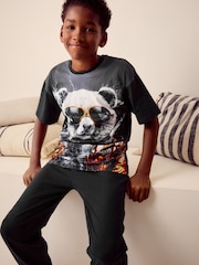 Black Panda Single 100% Cotton Pyjamas (3-16yrs) - Image 3 of 8