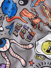 Grey/White Doodle Character 100% Cotton Long Sleeve Pyjamas 2 Pack (3-16yrs) - Image 9 of 9