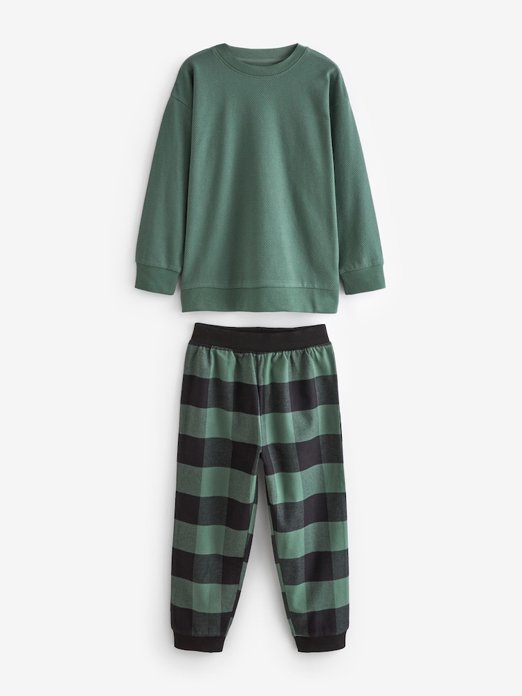 Blue/Green/Brown Woven Check Pyjamas 3 Pack (3-16yrs) - Image 6 of 10