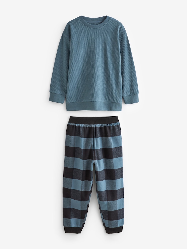 Blue/Green/Brown Woven Check Pyjamas 3 Pack (3-16yrs) - Image 7 of 10