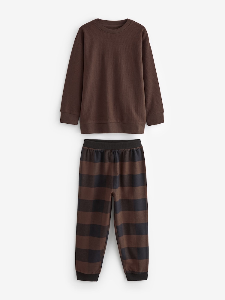 Blue/Green/Brown Woven Check Pyjamas 3 Pack (3-16yrs) - Image 8 of 10
