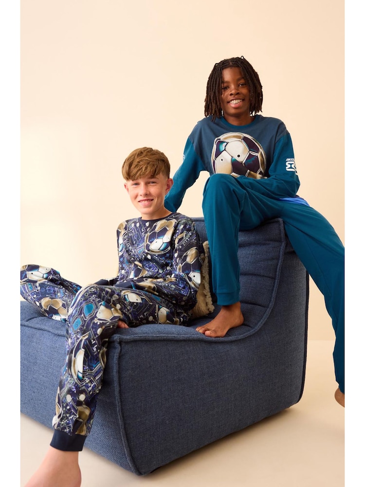 Bleu Football - Lot de 2 pyjamas à manches longues (3-16ans) - Image 2 de 7