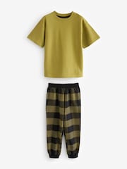 Purple/Neutral/Citrine Yellow Short Sleeve Woven Bottom 100% Cotton Pyjamas 3 Pack (3-16yrs) - Image 6 of 9
