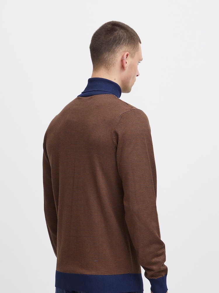 Blend Brown Lightweight Funnel Neck Knit Jumper - Image 2 of 5 Blend Brown Lightweight Funnel Neck Knit Jumper - Image 2 of 5