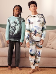 Moto blanche/bleue - Lot de 2 pyjamas à manches longues (3-16ans) - Image 1 de 6