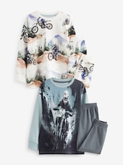 Moto blanche/bleue - Lot de 2 pyjamas à manches longues (3-16ans) - Image 2 de 6