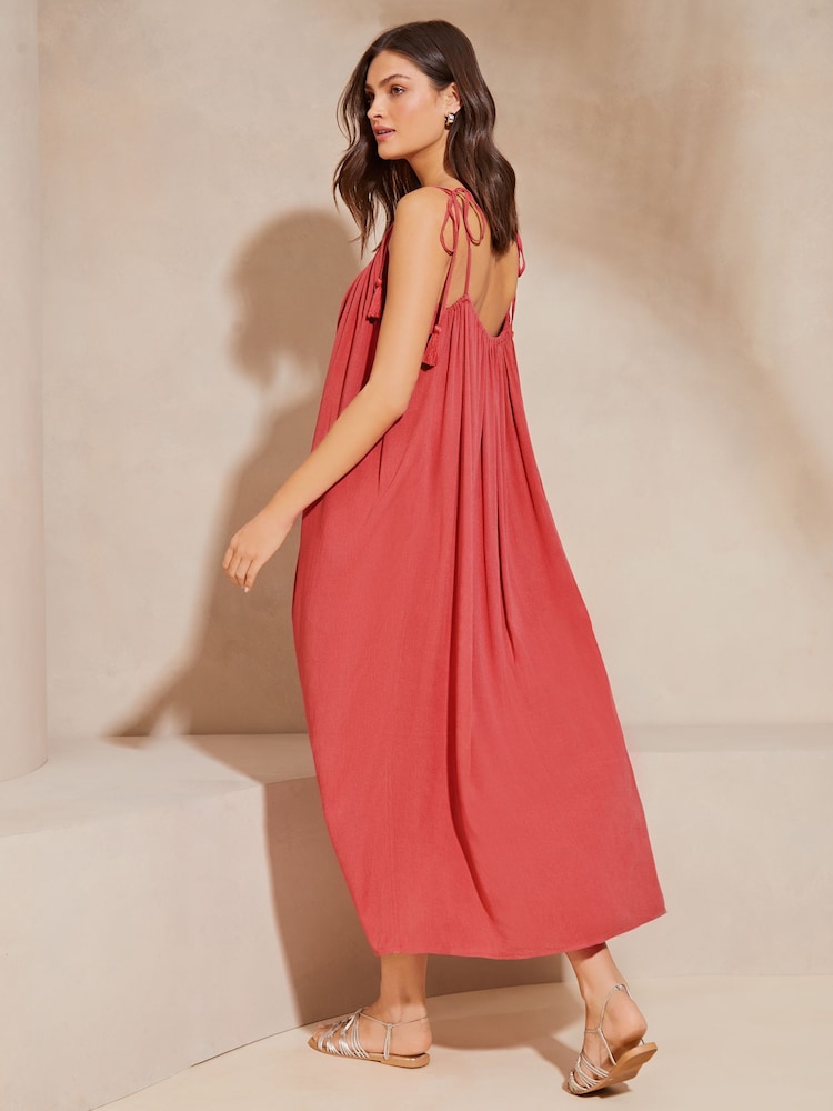 Lipsy Pink Palm Crinkle Holiday Maxi Dress - Image 2 of 4 Lipsy Pink Palm Crinkle Holiday Maxi Dress - Image 2 of 4