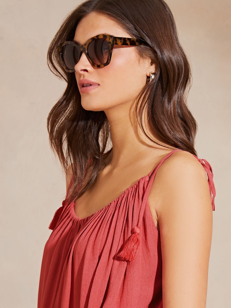 Lipsy Pink Palm Crinkle Holiday Maxi Dress - Image 4 of 4