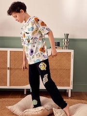 White/Black Halloween Single Short Sleeve 100% Cotton Pyjamas (3-16yrs) - Image 1 of 6