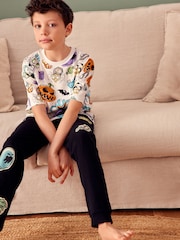 White/Black Halloween Single Short Sleeve 100% Cotton Pyjamas (3-16yrs) - Image 2 of 6