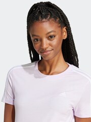 adidas Purple 100% Cotton Sportswear Essentials Slim 3-Stripes T-Shirt - Image 5 of 7