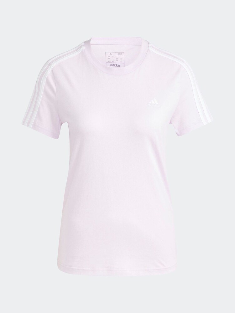 adidas Purple 100% Cotton Sportswear Essentials Slim 3-Stripes T-Shirt - Image 7 of 7