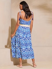 Lipsy Blue Petite Palm Crinkle Holiday Maxi Dress - Image 2 of 4