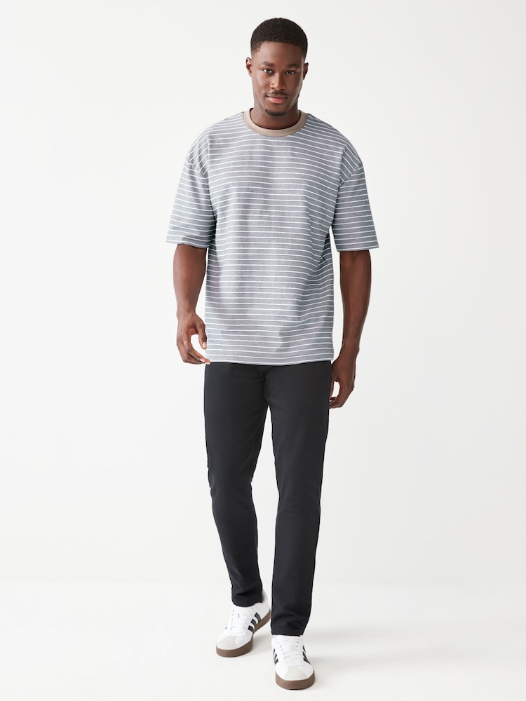Stone 100% Cotton Textured Stripe T-Shirt - Image 2 of 7