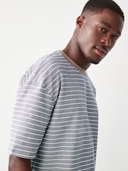 Stone 100% Cotton Textured Stripe T-Shirt - Image 4 of 7