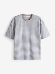 Stone 100% Cotton Textured Stripe T-Shirt - Image 5 of 7