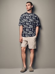 Navy Palm 100% Cotton Printed T-Shirt - Image 2 of 7
