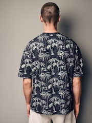 Navy Palm 100% Cotton Printed T-Shirt - Image 3 of 7