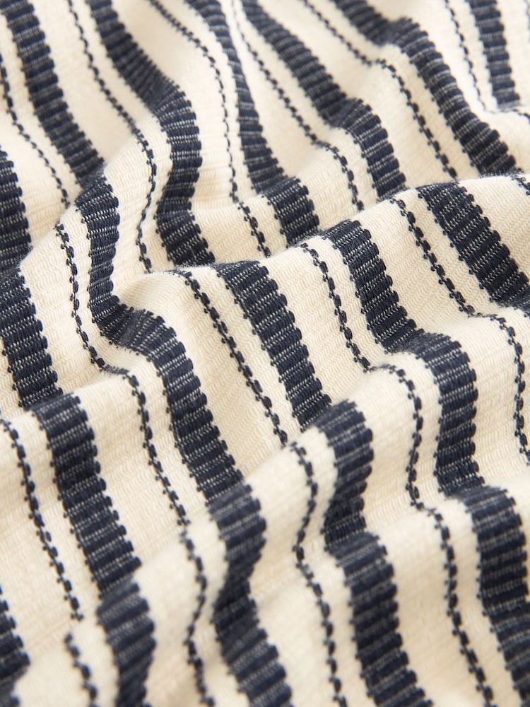 Navy Blue Texture 100% Cotton Vertical Stripe T-Shirt - Image 7 of 7