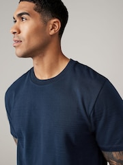 Navy Blue Regular Fit 100% Cotton Textured T-Shirt - Image 1 of 8