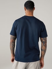 Navy Blue Regular Fit 100% Cotton Textured T-Shirt - Image 3 of 8