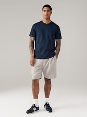Navy Blue Regular Fit 100% Cotton Textured T-Shirt - Image 4 of 8