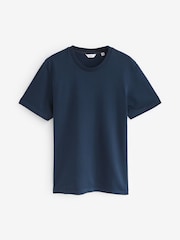 Navy Blue Regular Fit 100% Cotton Textured T-Shirt - Image 5 of 8