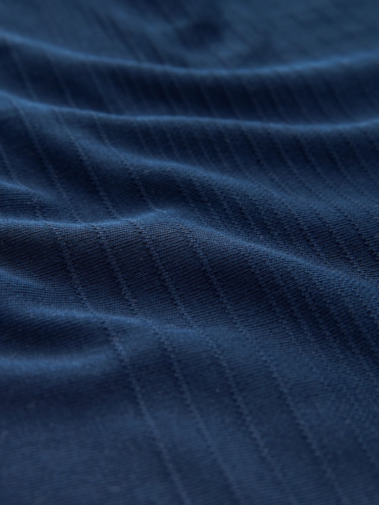 Navy Blue Regular Fit 100% Cotton Textured T-Shirt - Image 8 of 8
