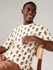 Ecru Pineapple 100% Cotton Printed T-Shirt - Image 1 of 8