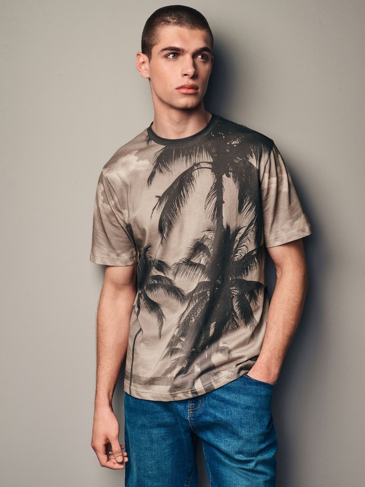 Neutral Palm 100% Cotton Printed T-Shirt - Image 1 of 7
