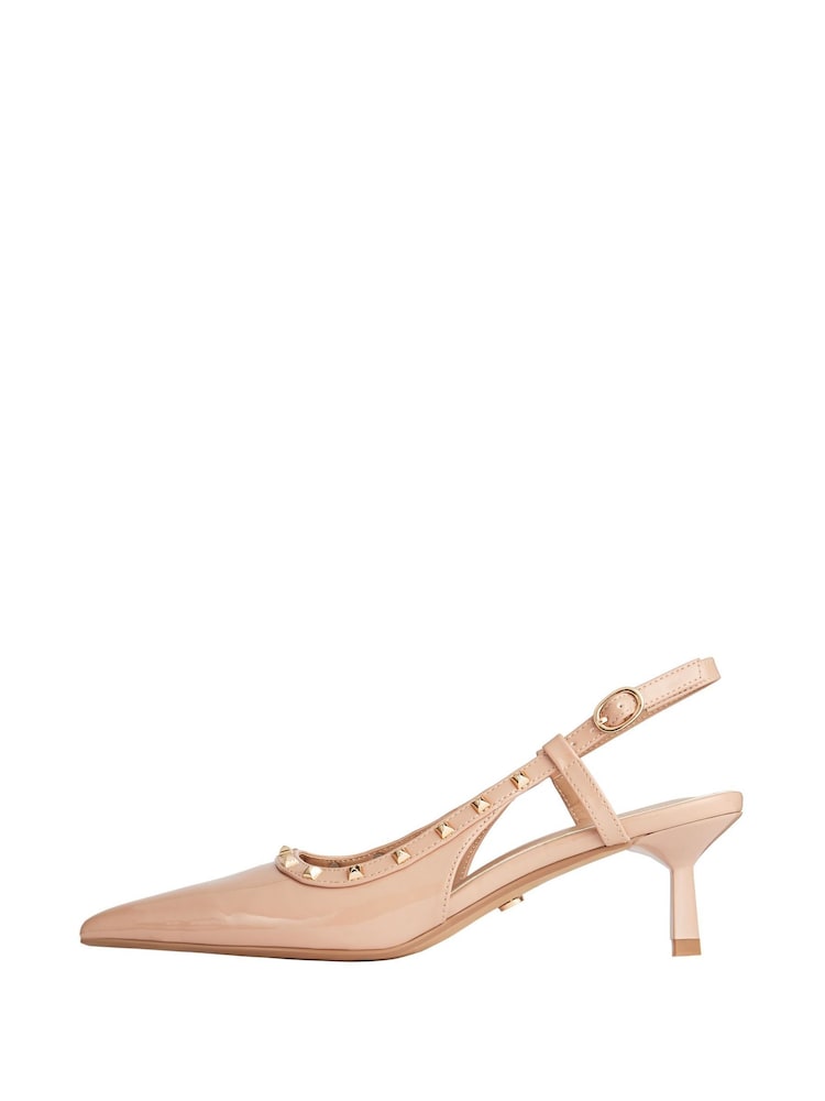 Lipsy Nude Pink Mid Heel Studded Kitten Court - Image 5 of 5