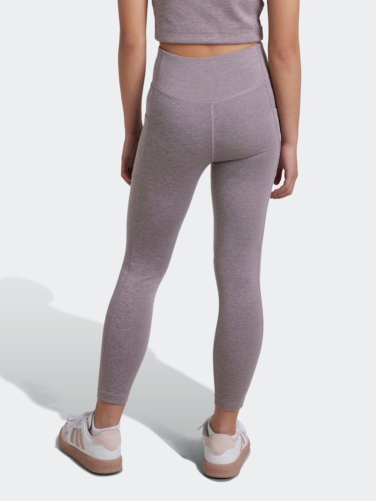 adidas Purple Kids Optime Luxe 7/8 Leggings - Image 2 of 6