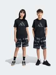 adidas Black Kids Train Essentials Seasonal Print Shorts - Image 1 of 6