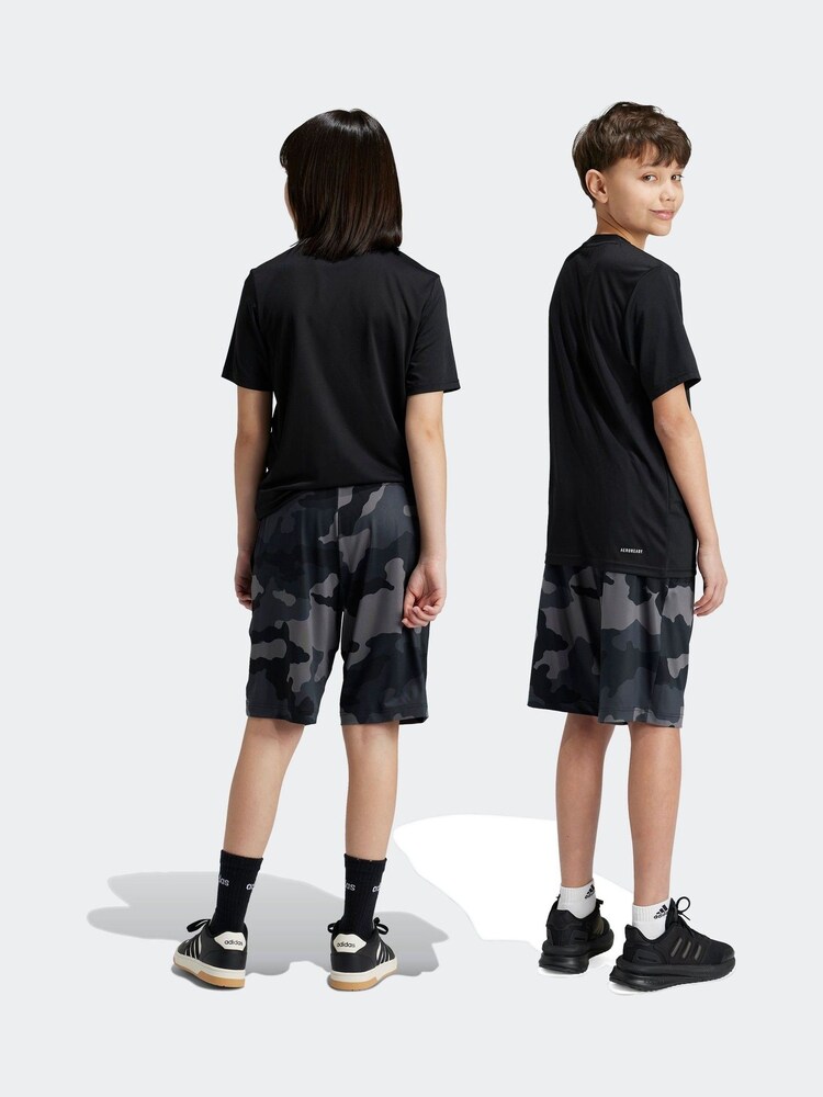 adidas Black Kids Train Essentials Seasonal Print Shorts - Image 2 of 6