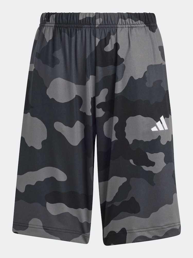 adidas Black Kids Train Essentials Seasonal Print Shorts - Image 6 of 6